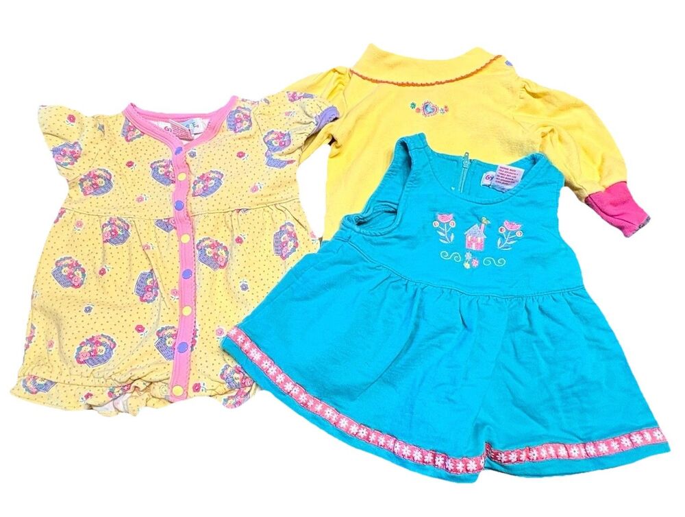 LOT Vtg 1995 0 3 6 m Gymboree HANSEL + GRETEL Line Rainbow Tag Dress Bubble 90s